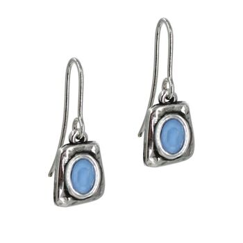 BOUCLES D'OREILLES PIERRE OVALE BLEU