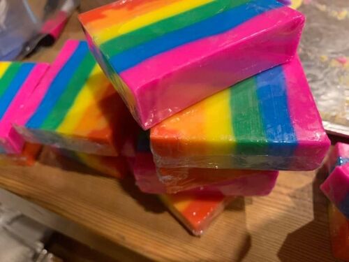 rainbow soap slice