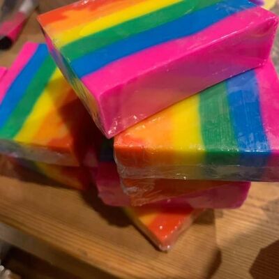 rainbow soap slice