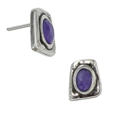 PURPLE OVAL STONE STUD EARRINGS