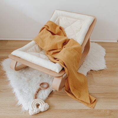 Muslin baby swaddle blanket  "Ochre"