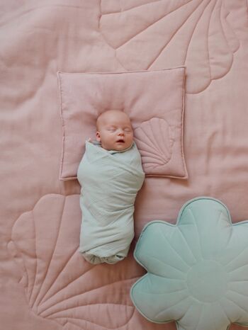 Couverture d'emmaillotage bébé en mousseline "Mint" 1
