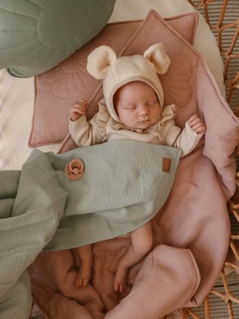 Couverture d'emmaillotage bébé en mousseline "Mint" 7