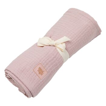 Couverture d'emmaillotage bébé mousseline "Baby pink" 1