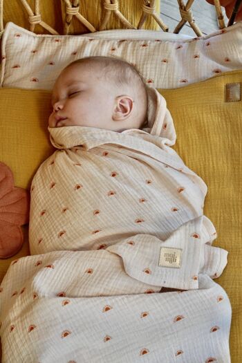 Couverture d'emmaillotage bébé mousseline "Baby pink" 12