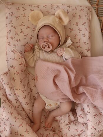 Couverture d'emmaillotage bébé mousseline "Baby pink" 2