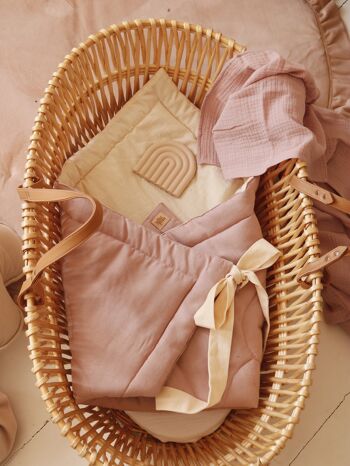 Couverture d'emmaillotage bébé mousseline "Baby pink" 8