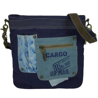 Sunsa blue canvas bag. Sustainable shoulder bag. large shoulder bag for him/her