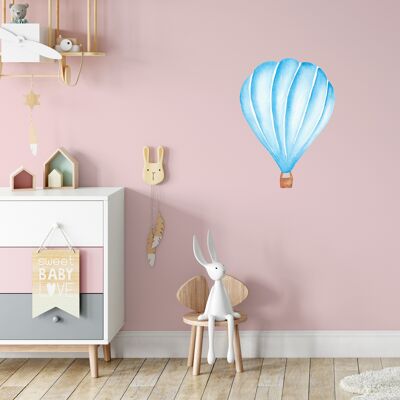 Sticker mural en tissu montgolfière, aquarelle peinte à la main, décor de chambre d'enfant