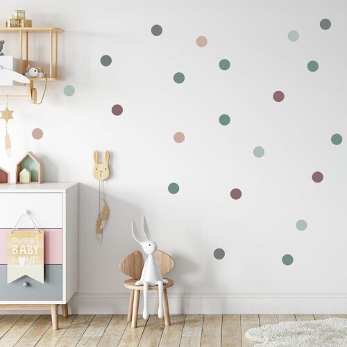 Neutral tone polka dot fabric wall sticker, nursery décor