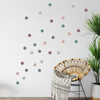 Sticker mural en tissu à pois ton neutre, déco chambre d'enfant 2