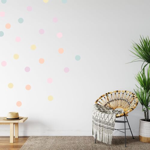 Pastel tone polka dot fabric wall sticker, hand painted watercolour, nursery décor