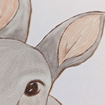Sticker mural en tissu lapin lapin, croquis numérique au crayon, décor de chambre d'enfant 3