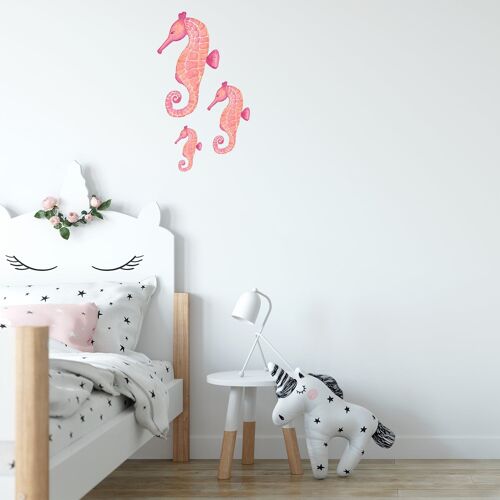 Seahorses fabric wall sticker, hand painted watercolour, nursery décor