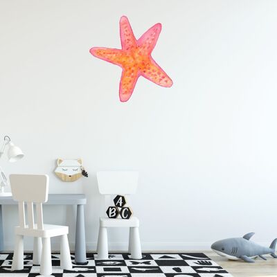 Sticker mural en tissu étoile de mer, aquarelle peinte à la main, décor de pépinière