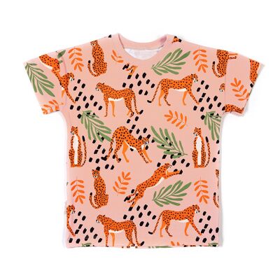 T-Shirt Geparden auf hellrosa