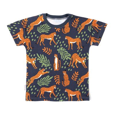 T-Shirt Geparden auf Marineblau