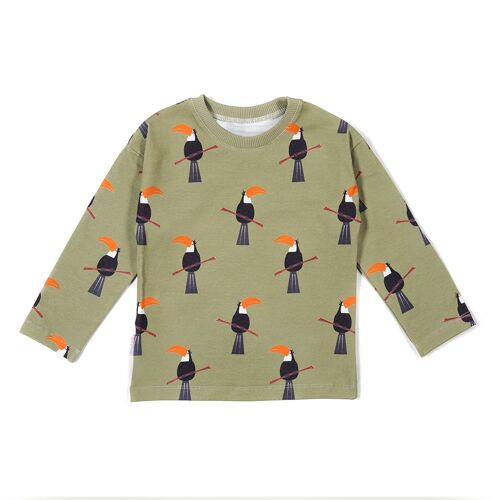 Longsleeve toucan on khaki