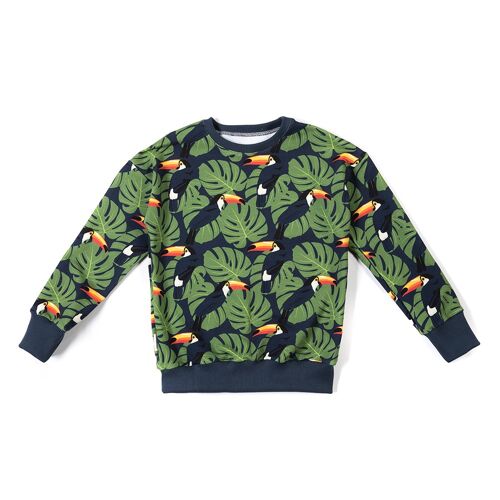 Sweatshirt monstera on navy blue