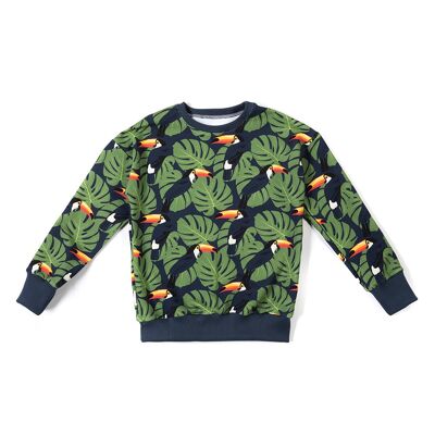 Sweatshirt Monstera auf Marineblau