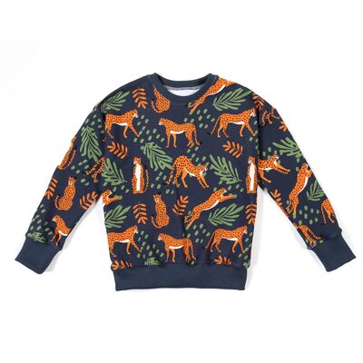 Sweatshirt cheetahs on navy blue