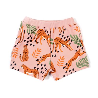 Shorts clásicos guepardos en rosa claro