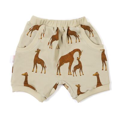 Shorts with pockets giraffes on ecru