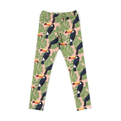 Leggings toucan on light pink