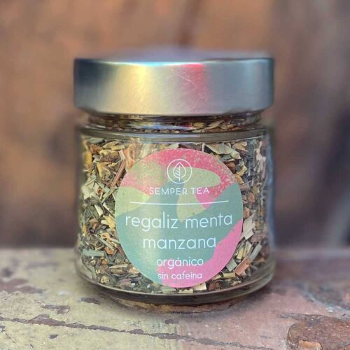 Té orgánico REGALIZ MANZANA MENTA I Té de hoja en tarro de cristal