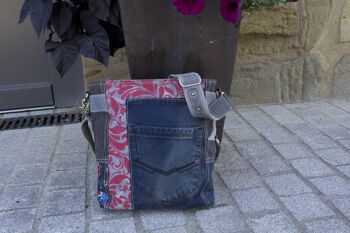 Sunsa sac en toile pour femme sac à bandoulière en jeans recyclés rouge 7