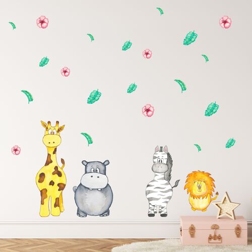 Safari set fabric wall sticker, hand painted watercolour, nursery décor