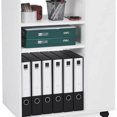 Mobile File Cabinet, Office Lateral Filing Cabinet with Open Shelves and Wheel Modern for Study Home Living Room, White