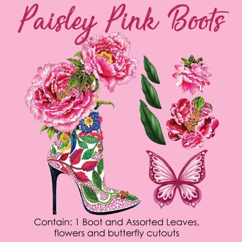 Crystal Candy Edible Wafer Collections - Fashion Boots - Paisley Pink Boots