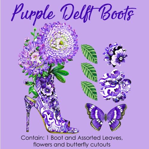 Crystal Candy Edible Wafer Collections - Fashion Boots - Purple Delft Boots