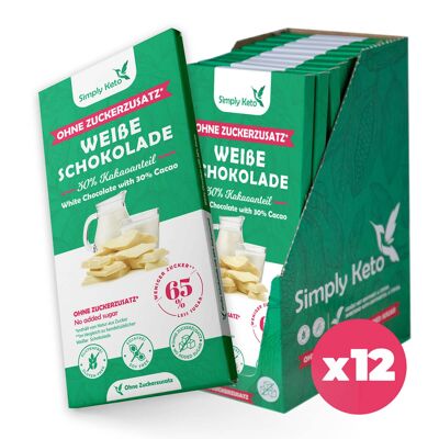 Sugar-Reduced White Chocolate | 30% cocoa | 12 pack