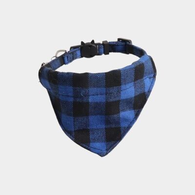 Blue & Black Chequered Cat Collar Bandana