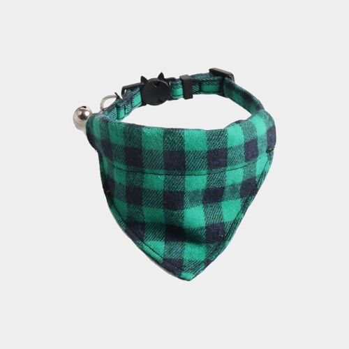 Green & Black Chequered Cat Collar Bandana