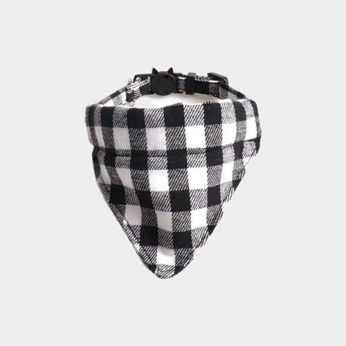 Black & White Chequered Cat Collar Bandana