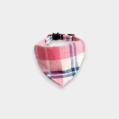 Pink & Beige Chequered Cat Collar Bandana