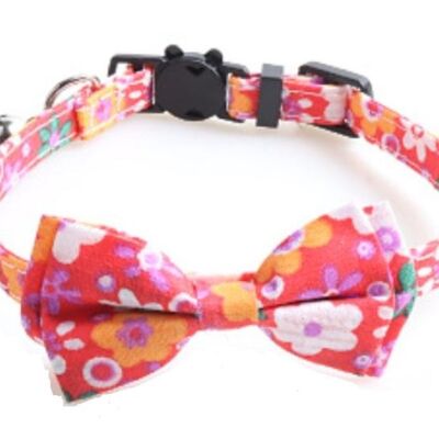 Luxury Cat Collar - Rose Floral with Bow Tie