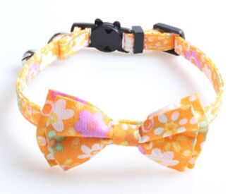 Collier pour Chat de Luxe - Floral Orange avec Noeud Papillon