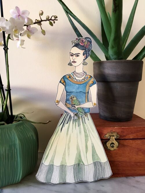 Marionnette Frida au perroquet
