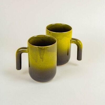 Set of 2 mugs Hoa Bien green