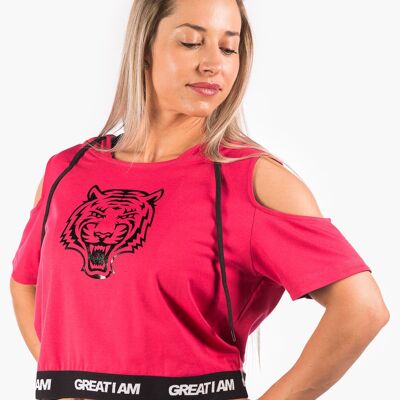 Kapuzen-T-Shirt Cropped Origin Pink