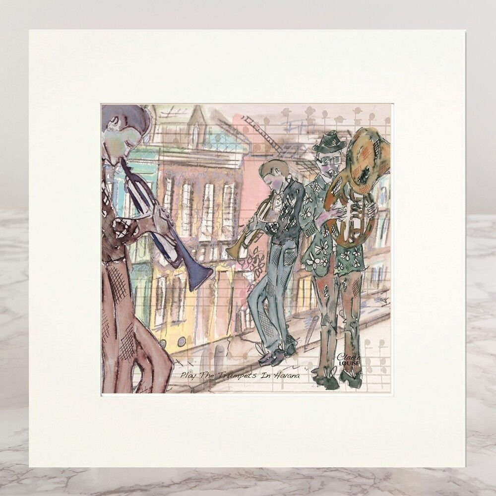 Mounted Print - Play the trumpets in Havana