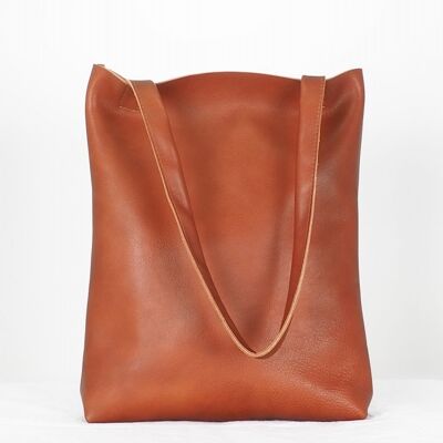 Brown Leather Shopper Bag HARMONY