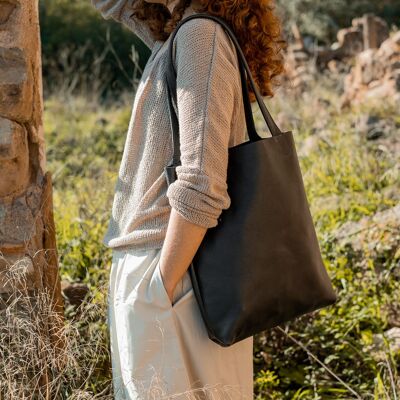 Sac cabas en cuir noir · HARMONY ·