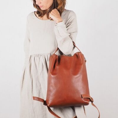 Brown Leather Backpack HARMONY