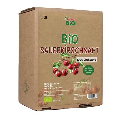 Organic sour cherry juice from Granar, 5 liter box