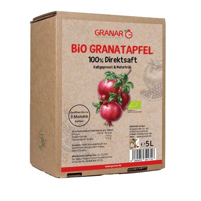 Organic pomegranate juice from Granar, 5 liter box